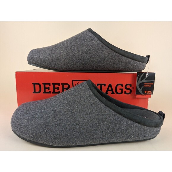 Deer Stags Slipperooz Unbound Mule Slippers Mens 12M Grey Felt Slip On Shoes NWB - Picture 3 of 11